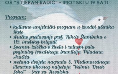 Svečanost dodjele nagrada 6. Međunarodnog literarno-likovnog natječaja “Velimir Đerek Sokol” – Srce za Hrvatsku