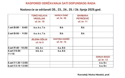Raspored održavanja dopunskog rada